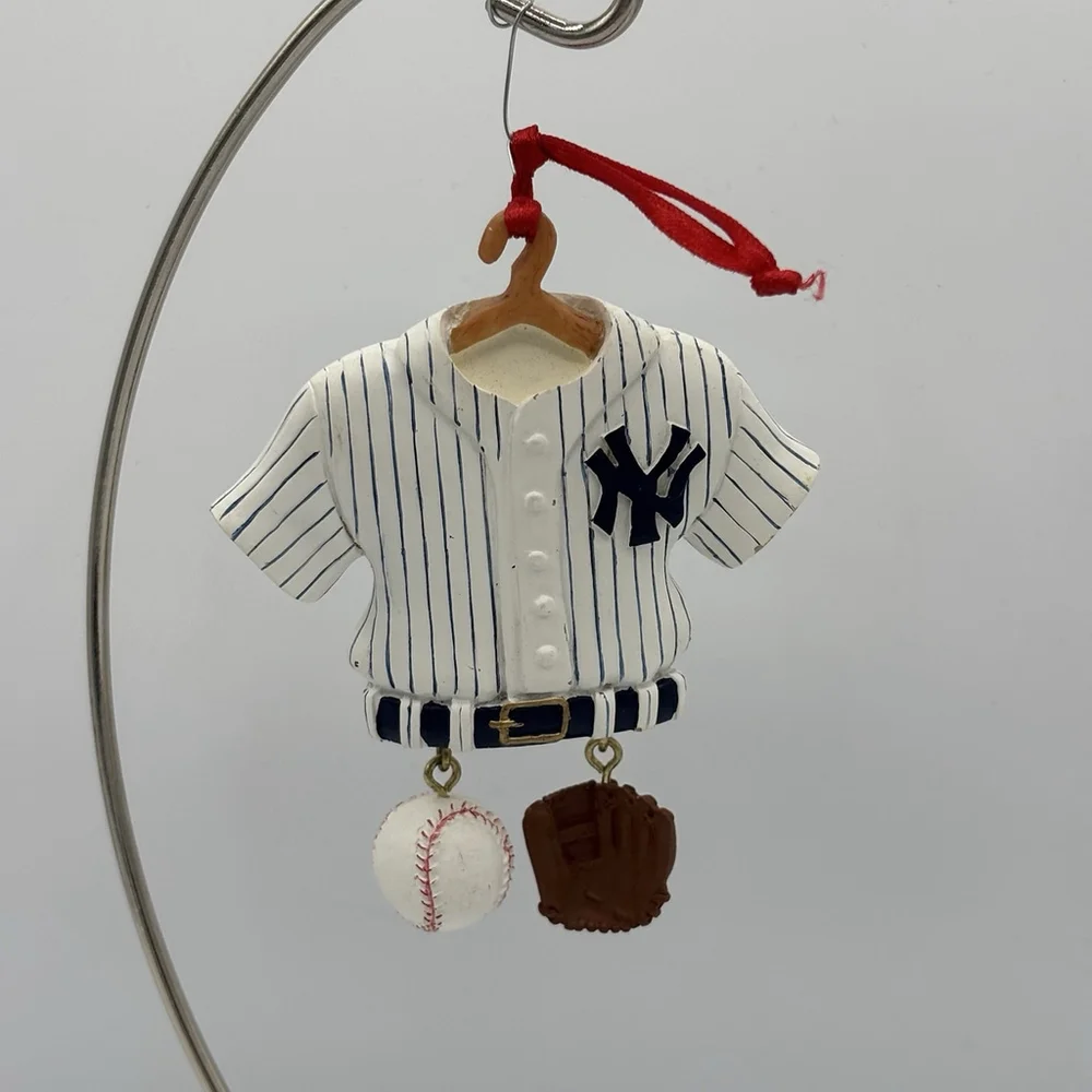 NY Yankees MLB Christmas Ornament Lot 5 Glass Santa Bear Jersey Baseball Decor